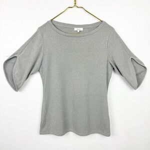 Reiss Maison Metallic Sparkly Silver pullover 1/2 Sleeve
Top XSmall